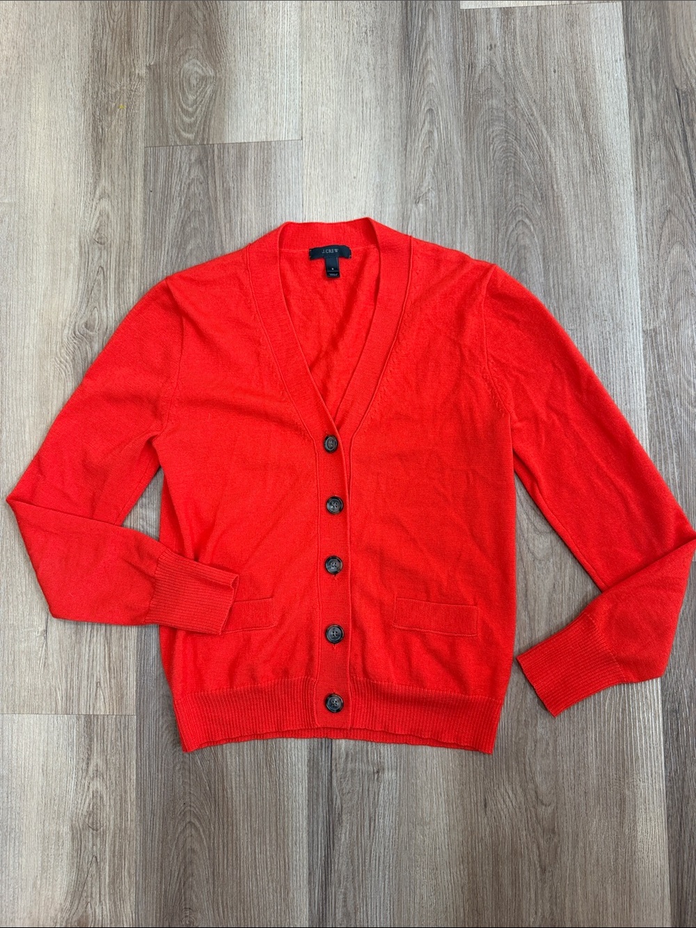 J. Crew Red 100% Merino Wool Tippi V-neck Cardigan Sweater Lightweight Small